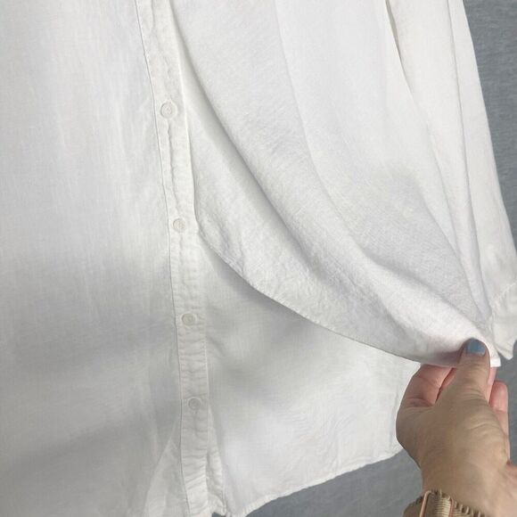 209 WST 38 New York Linen White Blouse Top Lagenlook Size Large Asymmetrical‎ - Picture 3 of 6